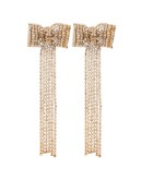 crystal bow drop earrings