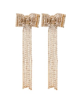 crystal bow drop earrings