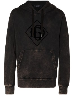acid wash logo hoodie