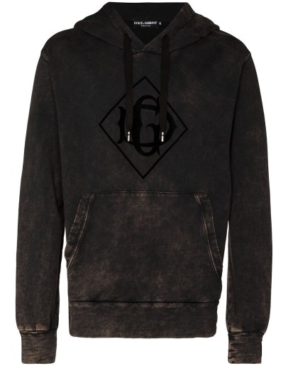 acid wash logo hoodie