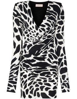 animal-print wrap mini dress
