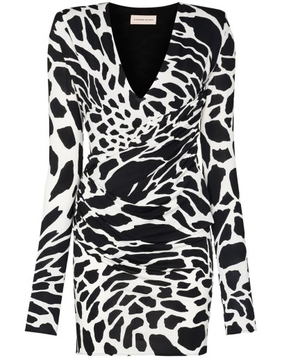animal-print wrap mini dress