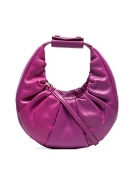 gathered leather tote bag