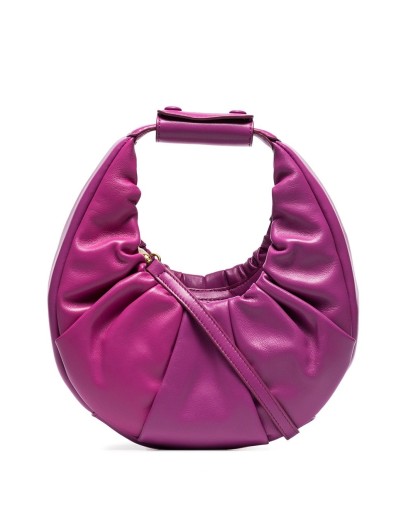 gathered leather tote bag