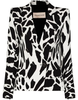 animal-print double-breasted blazer