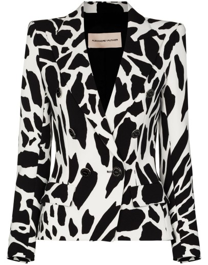 animal-print double-breasted blazer