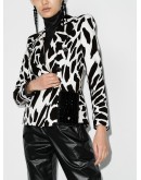 animal-print double-breasted blazer