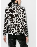 animal-print double-breasted blazer