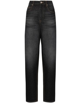 high-waisted straight-leg jeans