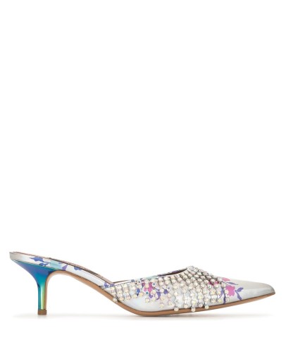 crystal fringed mules