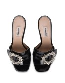 embellished buckle mules