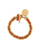 small medallion leather chain bracelet
