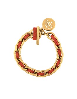 small medallion leather chain bracelet