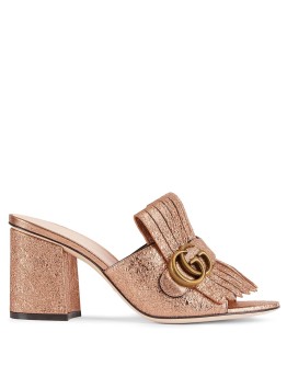 logo-embellished metallic mules