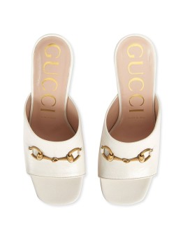 Horsebit-motif mid-heel mules