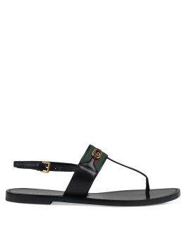 Web stripe T-bar flat sandals