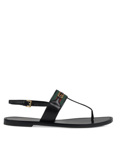 Web stripe T-bar flat sandals