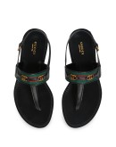 Web stripe T-bar flat sandals