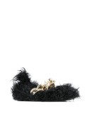 fluffy chain trim ballerina flats