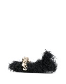 fluffy chain trim ballerina flats