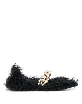 fluffy chain trim ballerina flats