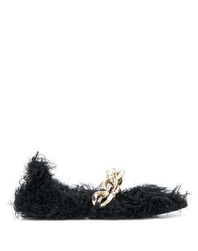 fluffy chain trim ballerina flats
