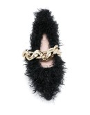 fluffy chain trim ballerina flats