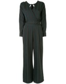 striped surplice jumpsuit