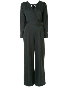 striped surplice jumpsuit