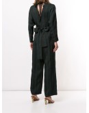 striped surplice jumpsuit