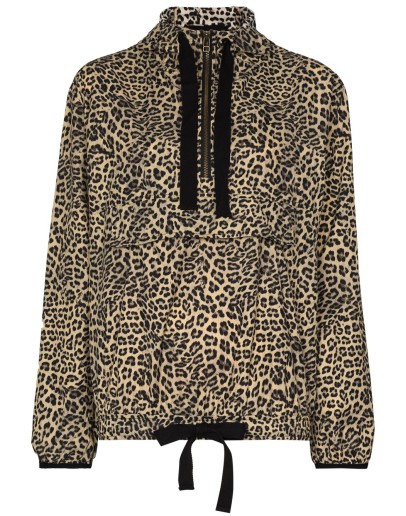 leopard print half zip anorak