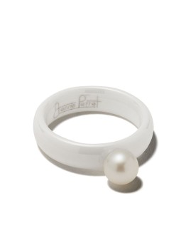 pearl ceramic band ring