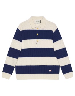 GG patch knitted polo shirt