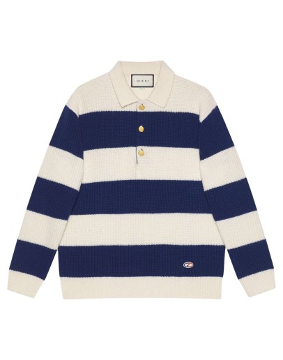 GG patch knitted polo shirt