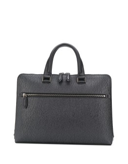 zipped textured briefcase
