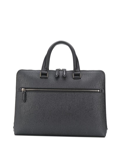 zipped textured briefcase
