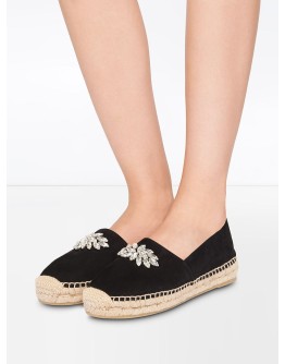 crystal-embellished suede espadrilles