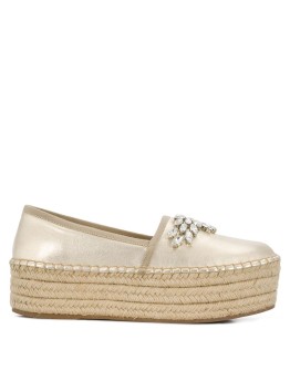crystal-embellished leather espadrilles