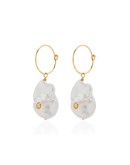 pearl-embellished hoop earrings