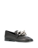crystal embellished square toe loafers