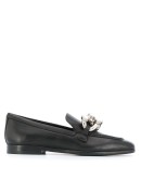 crystal embellished square toe loafers