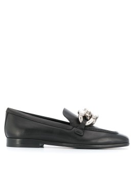 crystal embellished square toe loafers