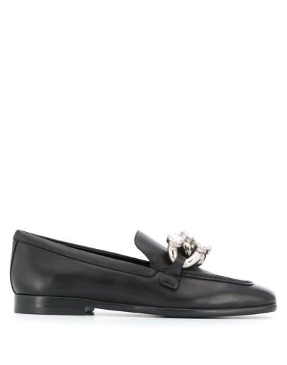crystal embellished square toe loafers