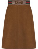 Horsebit suede midi skirt 