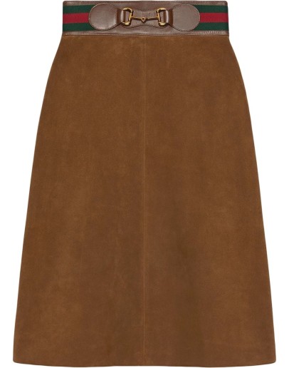 Horsebit suede midi skirt 