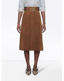 Horsebit suede midi skirt 
