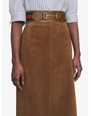 Horsebit suede midi skirt 
