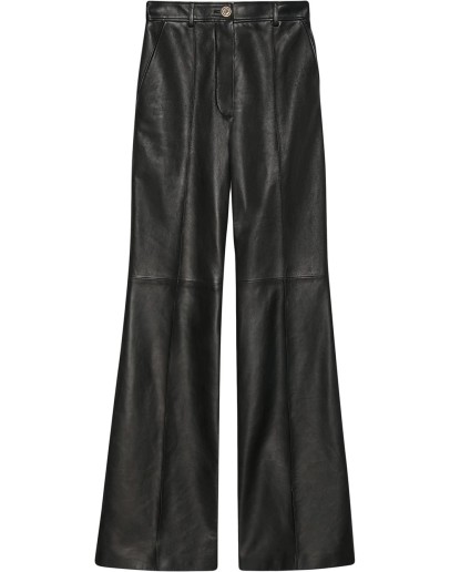 leather flared trousers