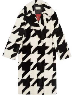 houndstooth shearling coat