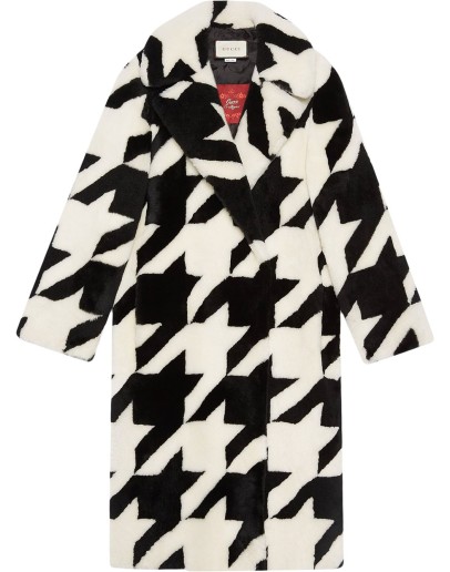 houndstooth shearling coat